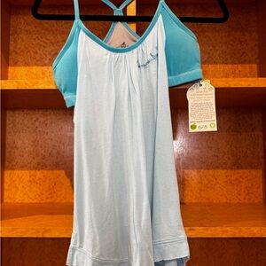 Green Apple 🍏 Yoga Bamboo Yoga Bra and Tank - Light Blue and Aqua - NWT